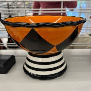 Halloween Orange Black and White Diamond Large Candy Bowl